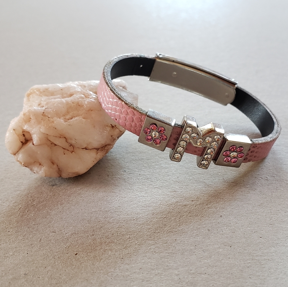 🧿5/$20🧿Charm Style Bracelet Rhinestone M Letter